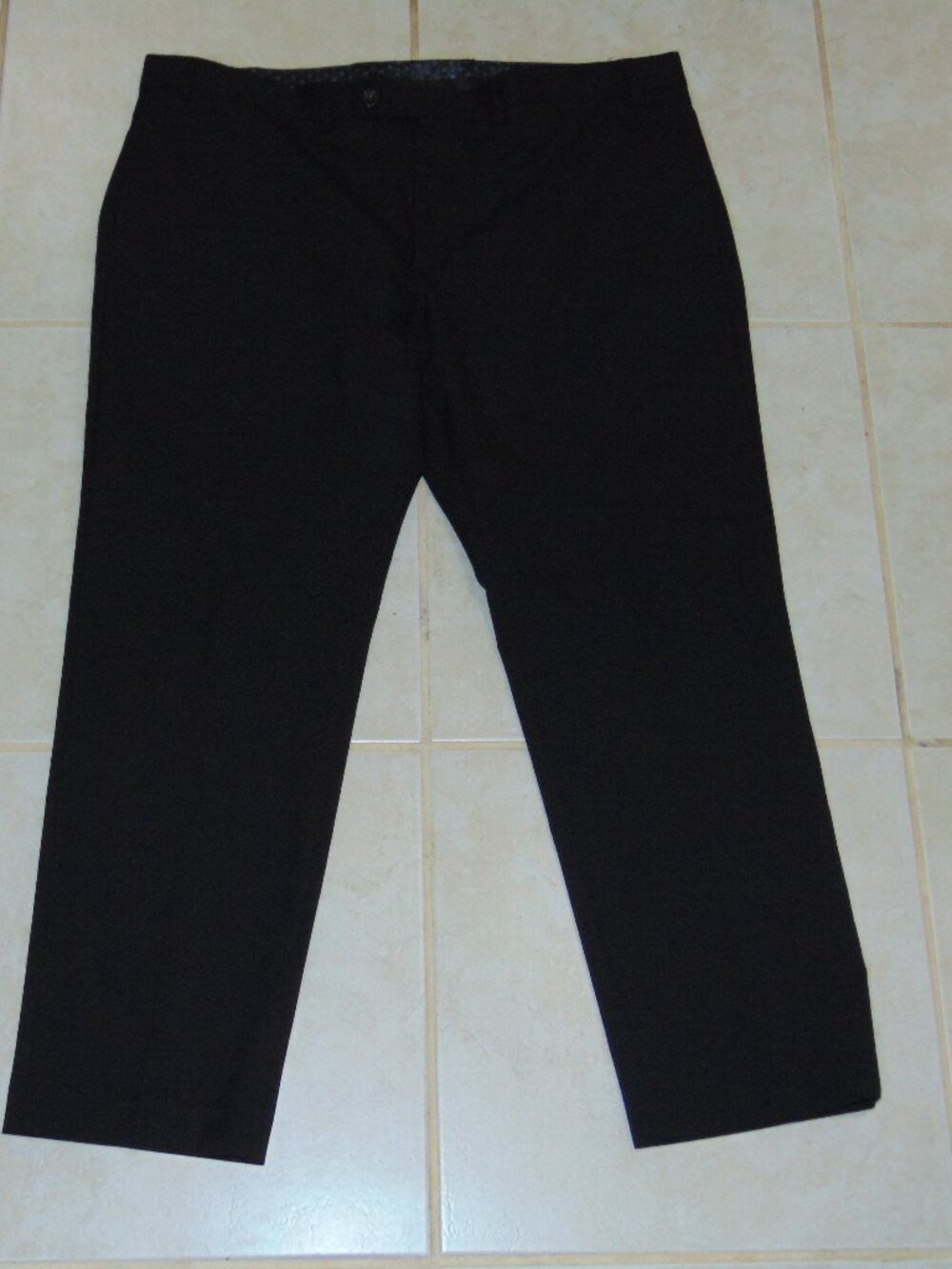 Ralph Lauren Men's Dress Pant 42x30 Comfort Black Cuffed Flat Front Polyester